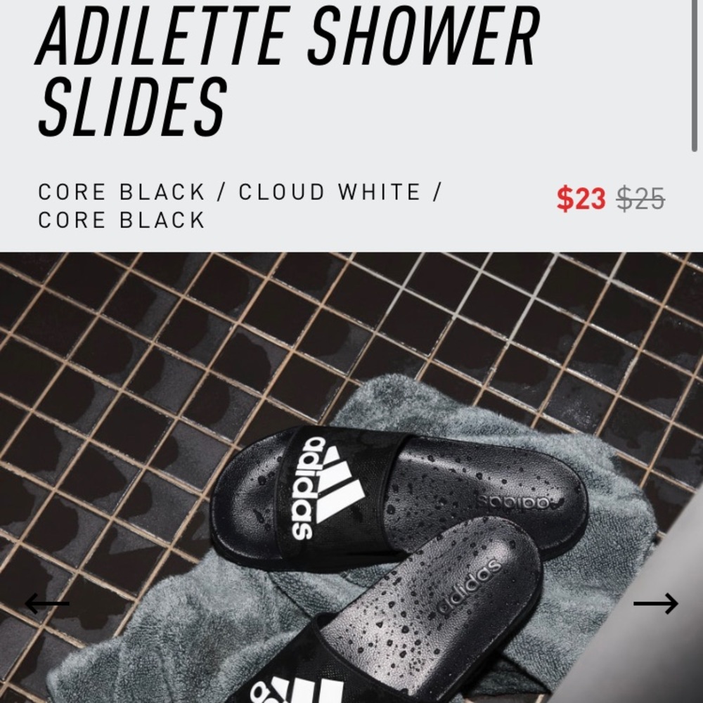 Adidas Adilette Shower Slides Size 10